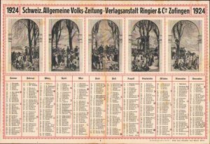 Calendar, 1924, Schweiz Allgemeine Volks-Zeitung-Verlagsanstalt Ringier & Cie Zofingen