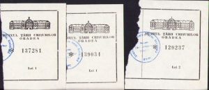 Lot de 3 bilete Muzeul Țării Crișurilor Oradea, perioada comunistă