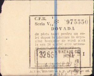 Dovadă CFR pentru păstrare bagaj de mână, perioada comunistă