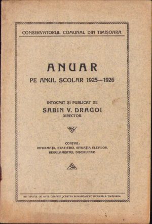Anuar pe anul școlar 1925-1926, Conservatorul comunal din Timișoara de Sabin Drăgoi