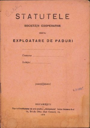 Statutele Societății cooperative pentru exploatare de păduri, 1919