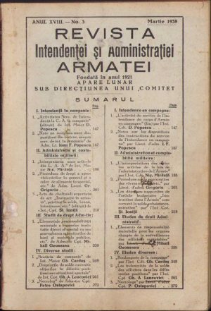 Revista Intendenței și Administrației Armatei, 3/1938