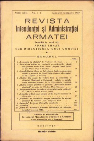 Revista Intendenței și Administrației Armatei/ 1-2/1937