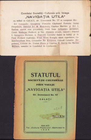 Statutul Societății Culturale prin Voiaje Navigația Utilă din Galați, 1925