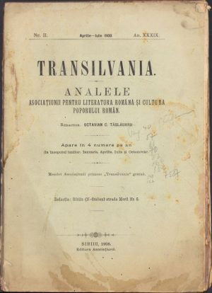 Transilvania, Analele Asociațiunii pentru literatura română și cultura poporului român, III/1908, Editura Asociațiunii, Sibiu