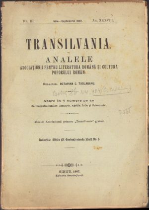 Transilvania. Analele Asociațiunii pentru literatura română și cultura poporului român, II/1907, Editura Asociațiunii, Sibiu