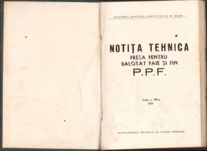 Notița tehnică presa pentru balotat paie și fân PPF, 1979
