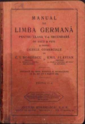 Manual de limba germană, fără an, perioada interbelică