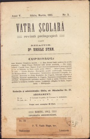 Vatra Școlară, revistă pedagogică Sibiu, 3/1912