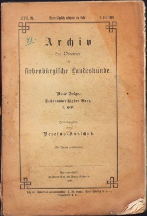 Archiv des Vereines für siebenbürgische Landeskunde, 1/1909, Sibiu