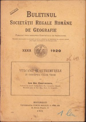 Vulcanii și cutremurele în concepția celor vechi de Ion Costinescu, 1921