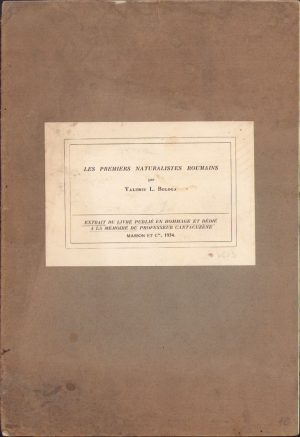 Les premiers naturalistes roumains de Valeriu Bologa, 1934