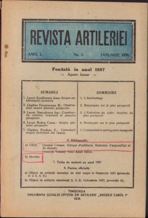 Revista Artileriei, 1/1938