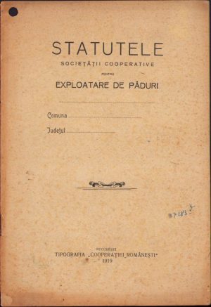 Statutele Societății cooperative pentru exploatare de păduri, 1919