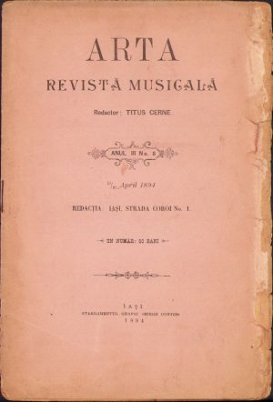 Arta. Revistă musicală, Iași, 8/1894