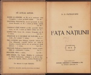 În fața națiunii de D. D. Pătrășcanu, 1925, ediția I, Editura Librăriei H. Steinberg & Fiu, București
