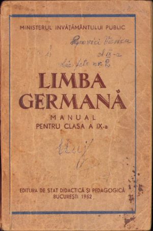 Limba germană. Manual pentru clasa a IX-a, 1952