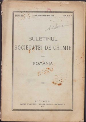 Buletinul Societăței de Chimie din România, 1-2/1930, cu semnătura profesorului Leon Sauciuc de la Facultatea din Timișoara