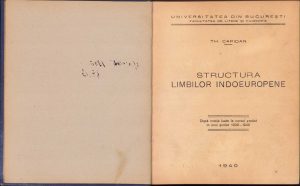 Structura limbilor indoeuropene de Theodor Capidan, 1940, curs universitar litografiat, Facultatea de Litere și Filosofie, București