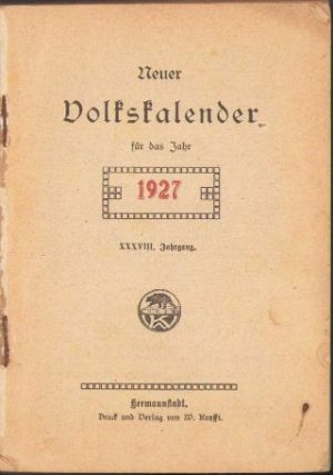 Neuer Volkskalender für das Jahr 1927, Sibiu, Tipografia Krafft