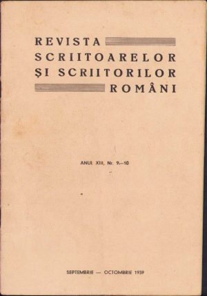 Revista Scriitoarelor și Scriitorilor Români, 9-10/1939