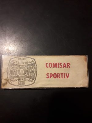 Ecuson de comisar sportiv Raliul Dunării-Dacia Deva Hunedoara, 1980