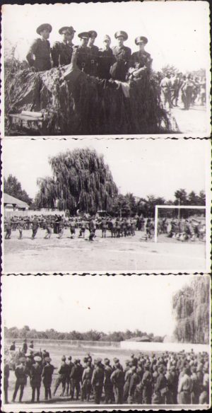 Lot de 3 poze cu militari români la Chișineu-Criș, județul Arad, 1947