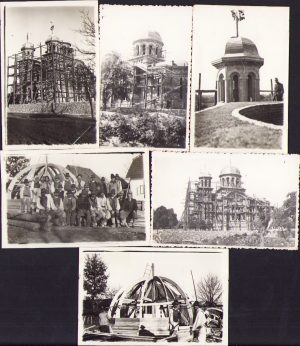 Lot de 6 poze de la construirea unei biserici din România, anii 1930