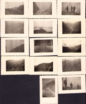 Lot de 14 poze pe munți, România, 1938
