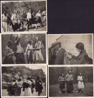 Lot de 5 poze elevi sași în excursie la Câlnic, 1930