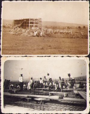 Lot de 2 poze din timpul construcției aeroportului Someșeni, Cluj, 1935