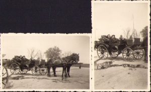 Lot de 2 poze cu trăsură, birjă, 1937, România