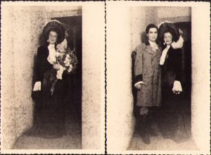 Lot de 2 poze cu artista Elena Vătafu în "Tosca" la București, 1947