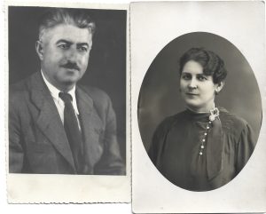 Lot de 2 poze inginer Rădulescu de la mina Anina și soția, perioada interbelică