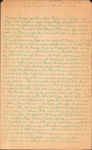 Schiță monografică a satului Tarcea, 1940, de învățătoarea Florica Ștefănescu, comandant în Straja Țării