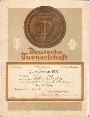 Diplomă, 1932, Deutsche Turnerschaft