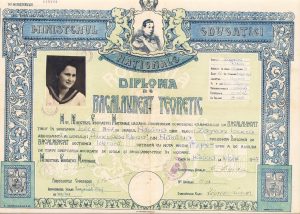Diplomă de bacalaureat teoretic, Liceul Principesa Elena din Năsăud, 1947