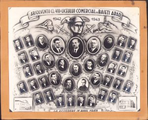 Absolvenții Liceului Comercial de băieți Arad, 1943, cu semnături