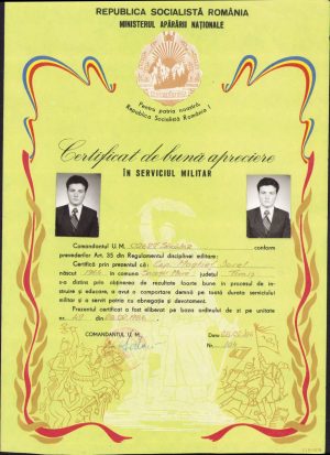 Certificat de bună apreciere în serviciul militar, 1986