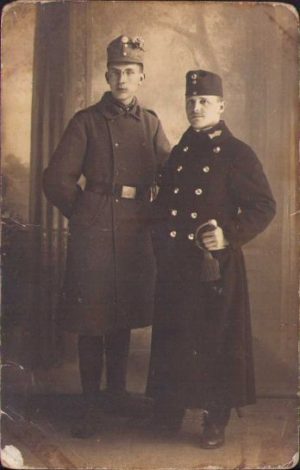 Militari austro-ungari de origine sași din Transilvania, 1916, fotografie trimisă la Sibiu domnișoarei Julie Wolff