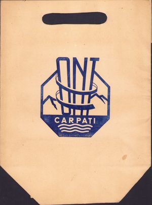 Pungă din hârtie cu reclamă ONT Carpați, perioada comunistă