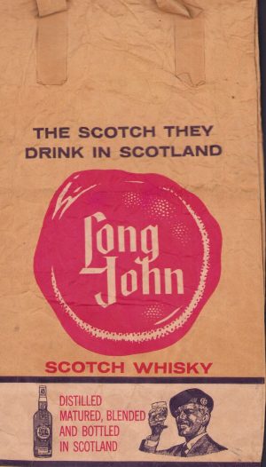 Pungă din hârtie cu reclamă la whisky "Long John"