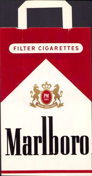 Pungă din hârtie cu reclamă la țigări "Marlboro"