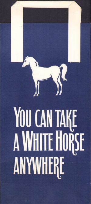 Pungă din hârtie cu reclamă la whisky "White Horse"