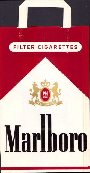 Pungă din hârtie cu reclamă la țigări "Marlboro"