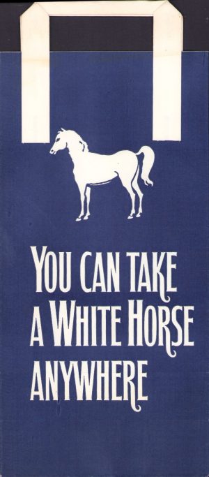 Pungă din hârtie cu reclamă la whisky "White Horse"