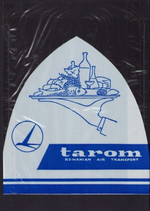 Pungă din plastic cu reclamă TAROM, perioada comunistă