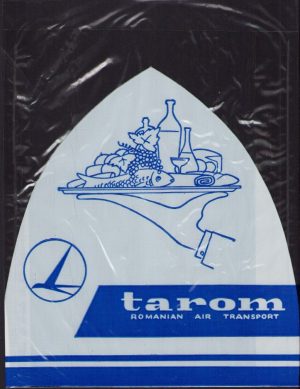 Pungă din plastic cu reclamă TAROM, perioada comunistă