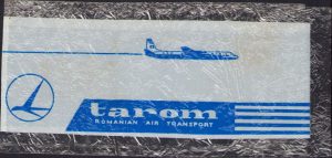 Pungă din plastic cu reclamă TAROM, perioada comunistă