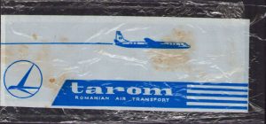 Pungă din plastic cu reclamă TAROM, perioada comunistă
